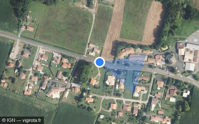 Vue satellite de l'emplacement du radar tourelle à Saint-Martin-de-Seignanx