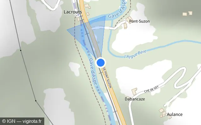 Vue plan de l'emplacement du radar tourelle à Sarrance