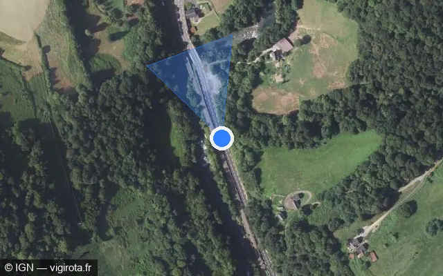 Vue satellite de l'emplacement du radar tourelle à Sarrance