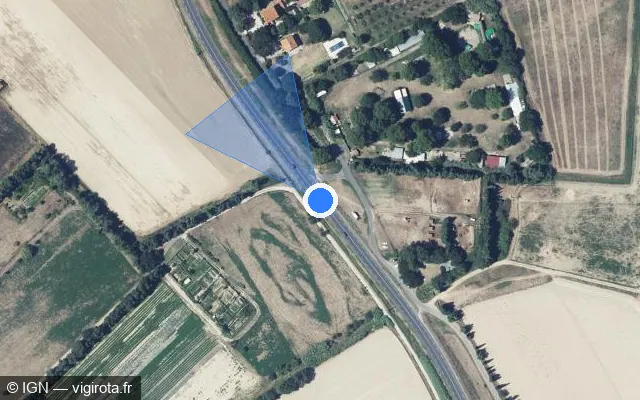 Vue satellite de l'emplacement du radar tourelle à Latour-Bas-Elne