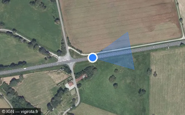 Vue satellite de l'emplacement du radar tourelle à Saint-Amand-Magnazeix