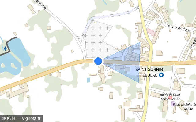 Vue plan de l'emplacement du radar tourelle à Saint-Sornin-Leulac