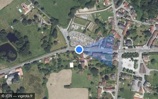 Vue satellite de l'emplacement du radar tourelle à Saint-Sornin-Leulac