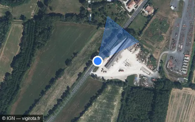 Vue satellite de l'emplacement du radar tourelle à Neuville-les-Dames