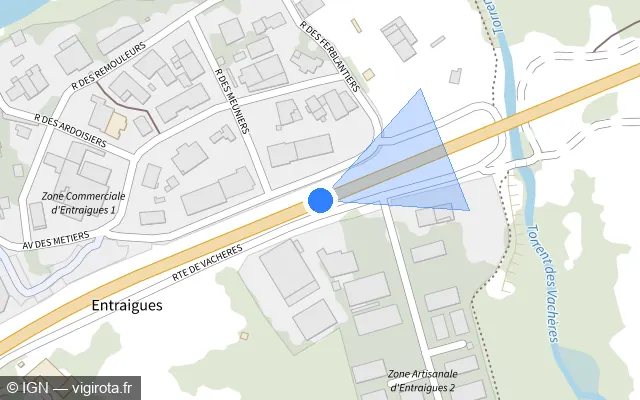 Vue plan de l'emplacement du radar tourelle à Embrun