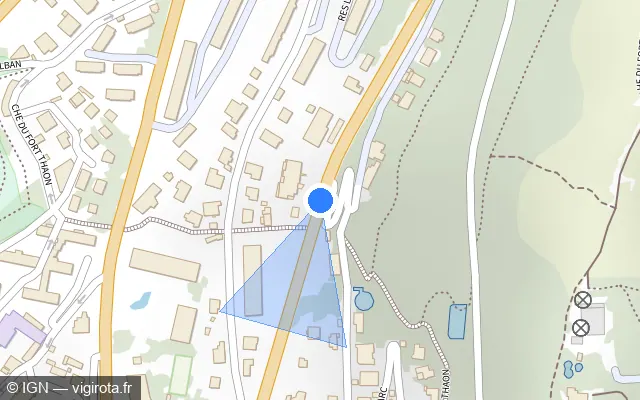 Vue plan de l'emplacement du radar tourelle à Villefranche-sur-Mer