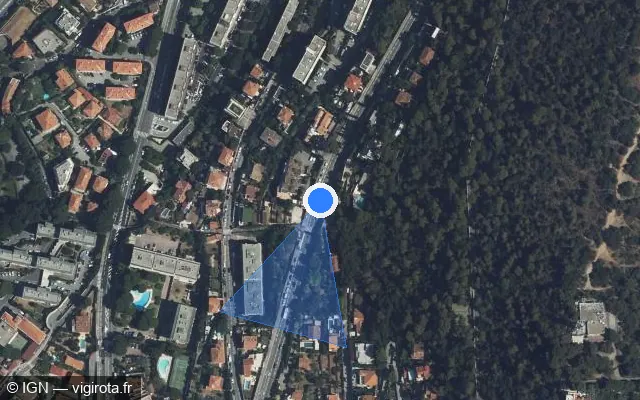 Vue satellite de l'emplacement du radar tourelle à Villefranche-sur-Mer