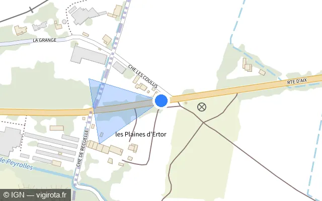 Vue plan de l'emplacement du radar tourelle à Meyrargues