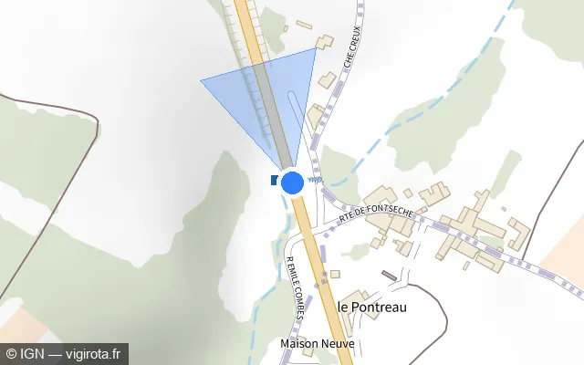 Vue plan de l'emplacement du radar tourelle à Dompierre-sur-Charente