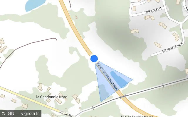 Vue plan de l'emplacement du radar tourelle à Sarlat-la-Canéda