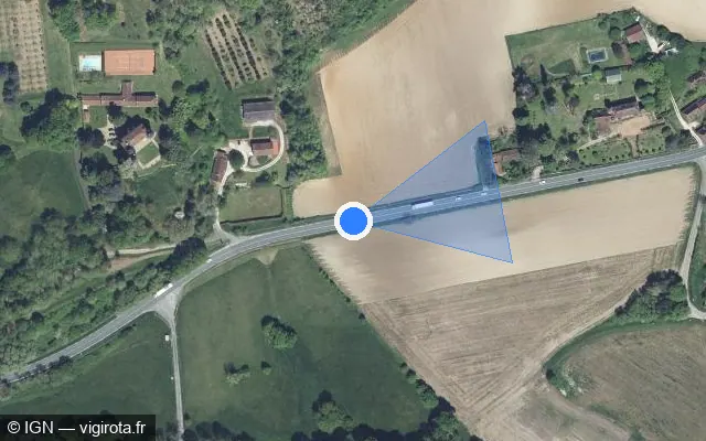 Vue satellite de l'emplacement du radar tourelle à Antonne-et-Trigonant