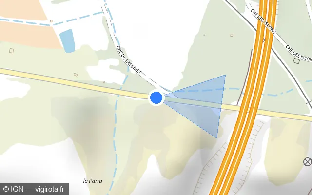 Vue plan de l'emplacement du radar tourelle à Roquemaure