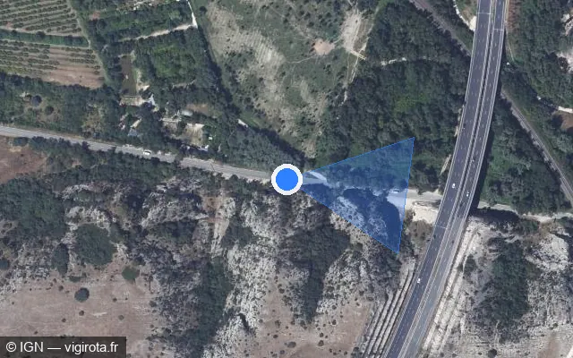 Vue satellite de l'emplacement du radar tourelle à Roquemaure