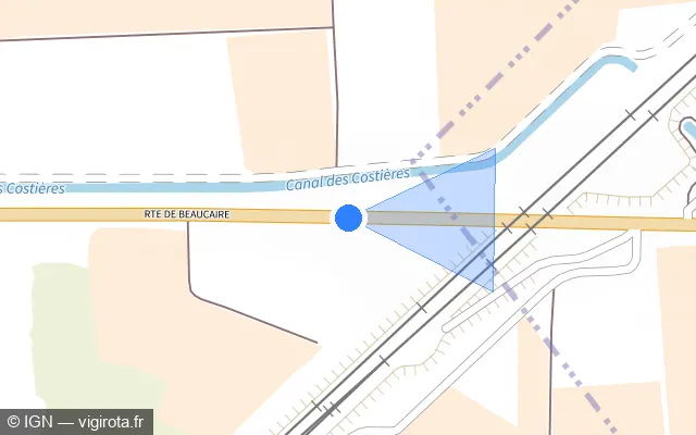Vue plan de l'emplacement du radar tourelle à Redessan