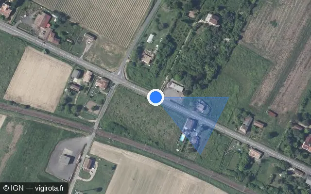 Vue satellite de l'emplacement du radar tourelle à Lamothe-Landerron