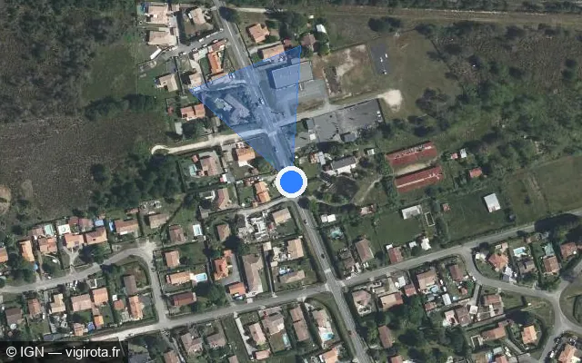 Vue satellite de l'emplacement du radar tourelle à Lanton