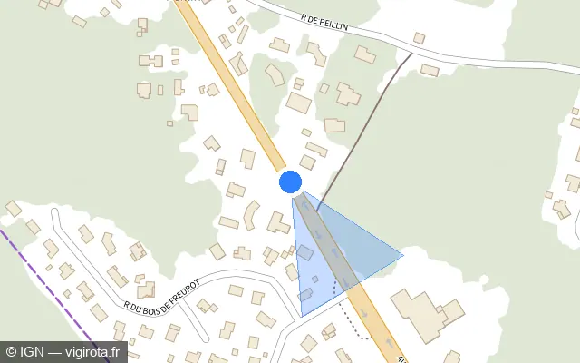 Vue plan de l'emplacement du radar tourelle à Mios