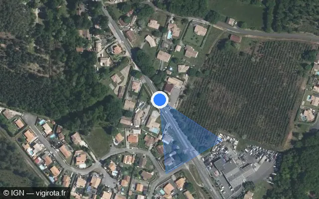 Vue satellite de l'emplacement du radar tourelle à Mios