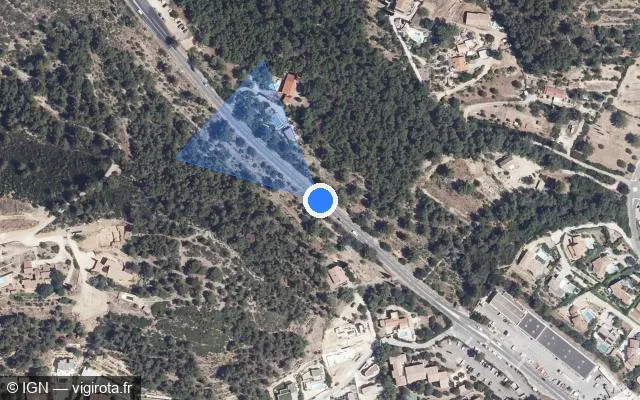 Vue satellite de l'emplacement du radar tourelle à Bandol