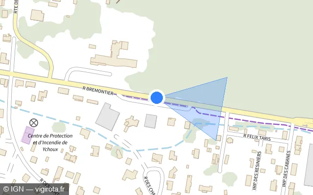 Vue plan de l'emplacement du radar tourelle à Ychoux