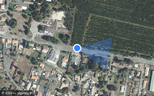 Vue satellite de l'emplacement du radar tourelle à Ychoux