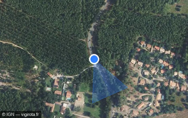 Vue satellite de l'emplacement du radar tourelle à Seignosse