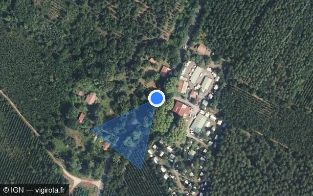 Vue satellite de l'emplacement du radar tourelle à Lit-et-Mixe