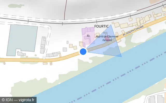 Vue plan de l'emplacement du radar tourelle à Clermont-Dessous