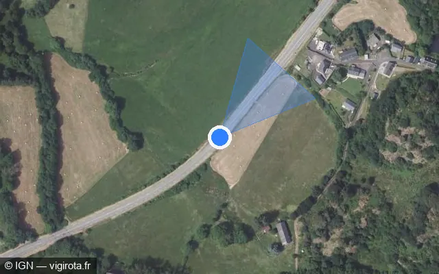 Vue satellite de l'emplacement du radar tourelle à Saint-Sauves-d'Auvergne
