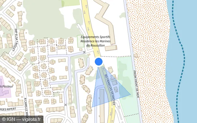 Vue plan de l'emplacement du radar tourelle à Saint-Cyprien