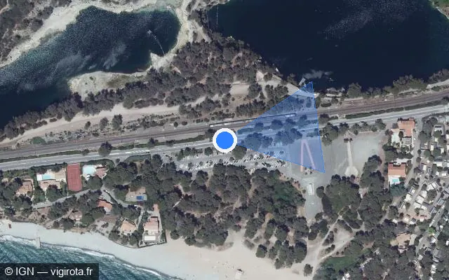 Vue satellite de l'emplacement du radar tourelle à Saint-Raphaël