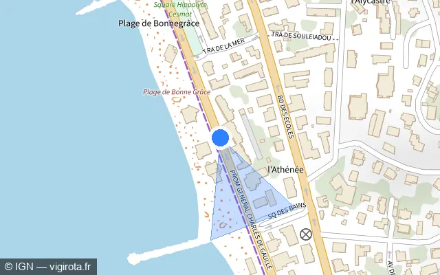Vue plan de l'emplacement du radar tourelle à Six-Fours-les-Plages