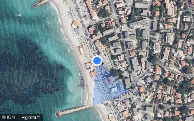Vue satellite de l'emplacement du radar tourelle à Six-Fours-les-Plages