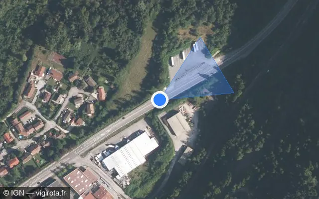 Vue satellite de l'emplacement du radar tourelle à Les Neyrolles