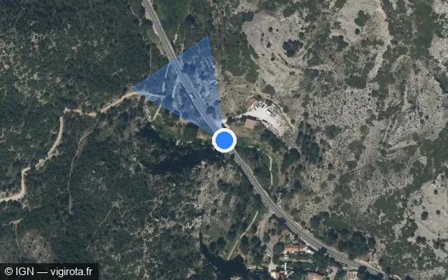 Vue satellite de l'emplacement du radar tourelle à Le Rove