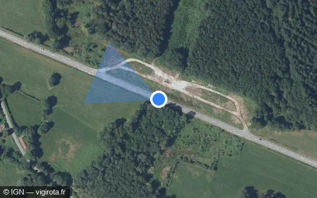 Vue satellite de l'emplacement du radar tourelle à Chavanat