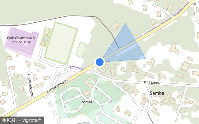 Vue plan de l'emplacement du radar tourelle à Mios