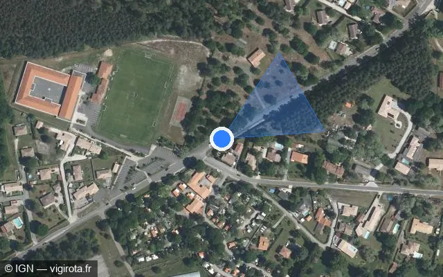 Vue satellite de l'emplacement du radar tourelle à Mios