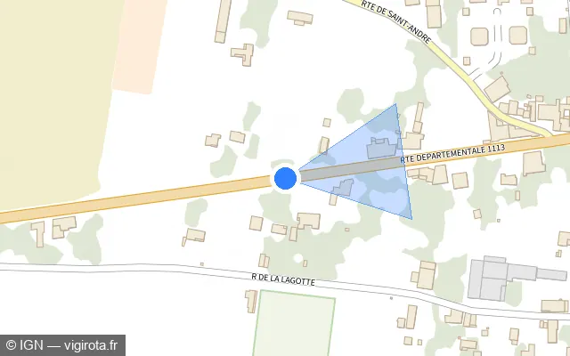 Vue plan de l'emplacement du radar tourelle à Caudrot
