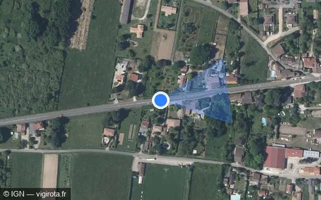 Vue satellite de l'emplacement du radar tourelle à Caudrot