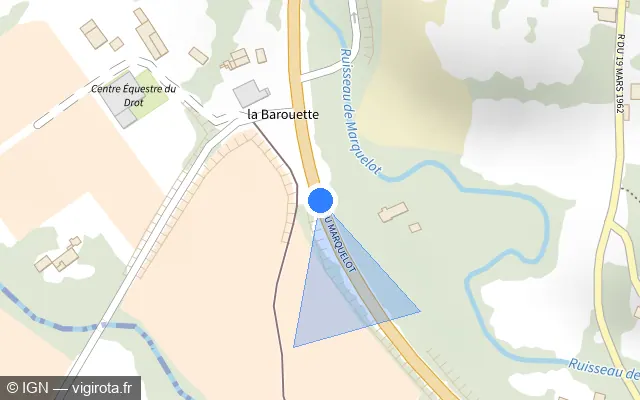 Vue plan de l'emplacement du radar tourelle à Bagas