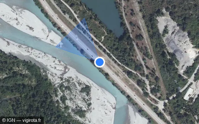 Vue satellite de l'emplacement du radar tourelle à Champagnier