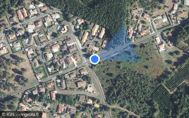 Vue satellite de l'emplacement du radar tourelle à Pontenx-les-Forges