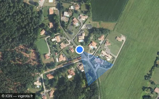 Vue satellite de l'emplacement du radar tourelle à Saint-Martin-de-Seignanx