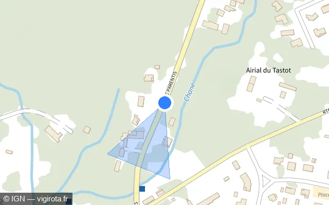 Vue plan de l'emplacement du radar tourelle à Pontenx-les-Forges