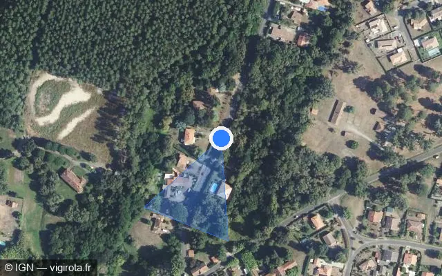 Vue satellite de l'emplacement du radar tourelle à Pontenx-les-Forges