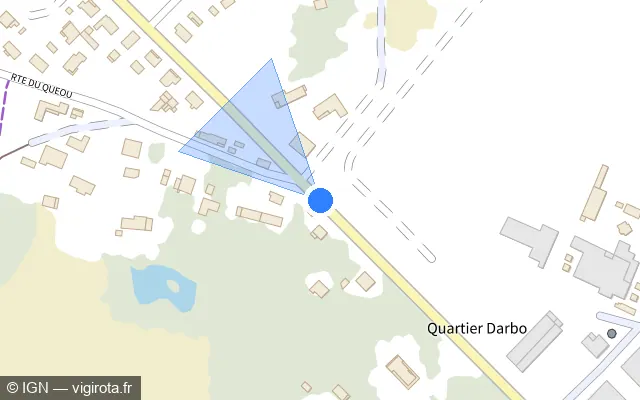 Vue plan de l'emplacement du radar tourelle à Linxe