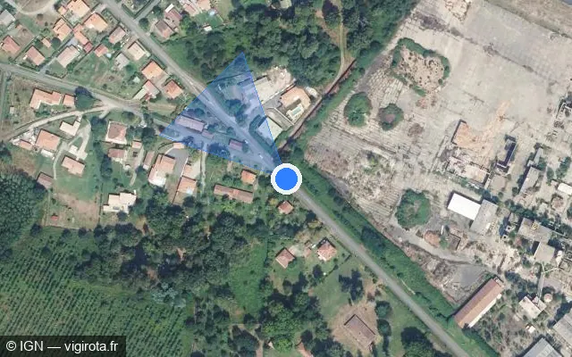 Vue satellite de l'emplacement du radar tourelle à Linxe
