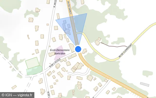 Vue plan de l'emplacement du radar tourelle à Romagnat