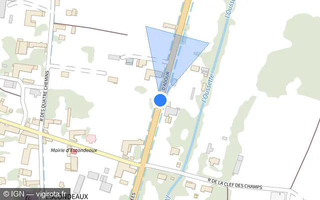 Vue plan de l'emplacement du radar tourelle à Escondeaux